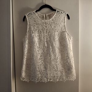 Nanette Lepore Elegant Women's White Lace Sleeveless Top